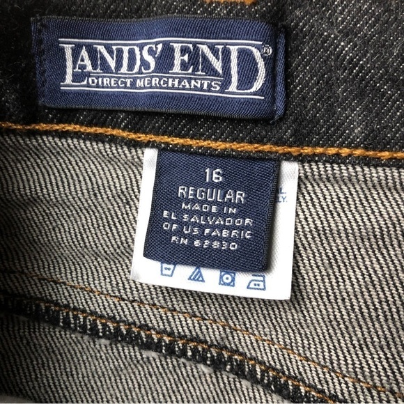 Land’s End Dark Wash Denim Straight Jeans 16 - Picture 6 of 9